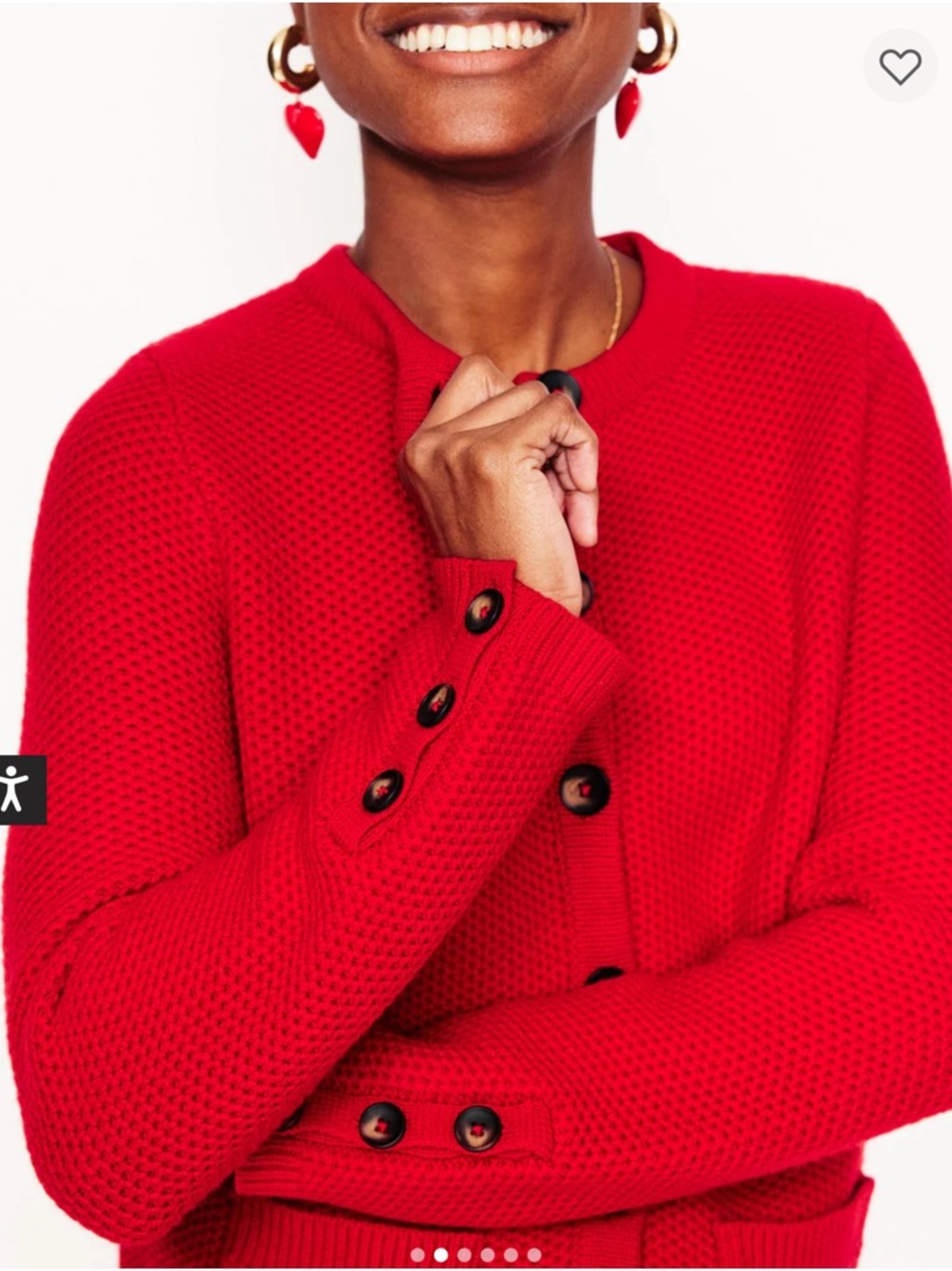 Boden Wool Red Button Up Knit textured stitch Cardigan sweater size 6 - Picture 2 of 8
